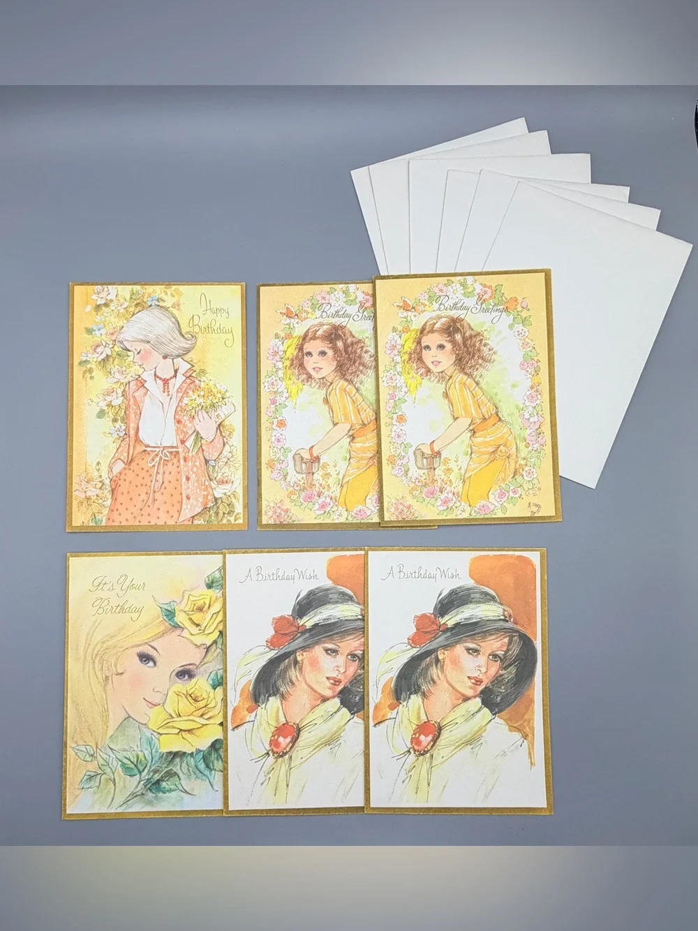 Retro 1970s Birthday Greeting Cards Lot Of 6 Fantusy NOS Very Rare Made In USA